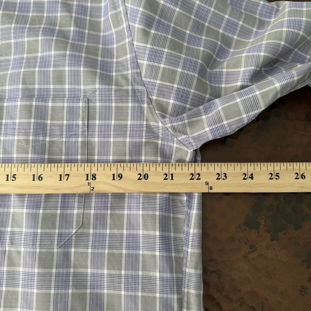 David Donahue Dress Shirt Mens Medium Purple Plaid Check Cotton Classic Fit - Picture 11 of 12